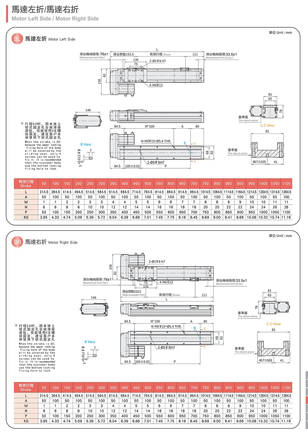CGH8(发黑） 轨道内嵌螺杆滑台 规格图
