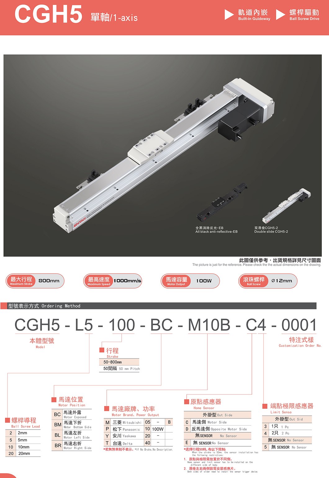 CGH5 轨道内嵌螺杆滑台