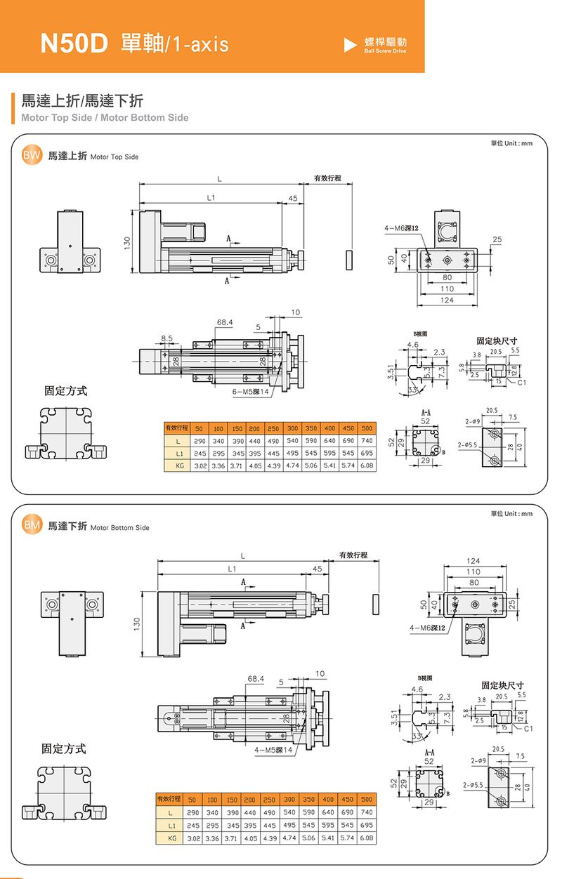 N50D 电动缸 规格图