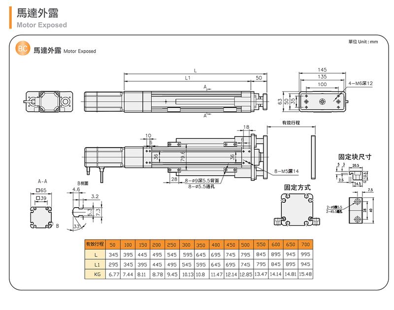 N65D 电动缸 规格图